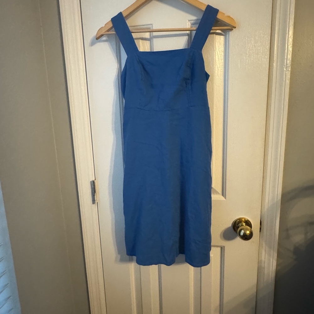 SO Blue Square Neck Sleeveless Mini Sundress